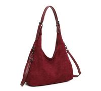 Kitise Stylish Faux Suede Hobo Shoulder Handbag With Side Zip Detail In Wine Wine
