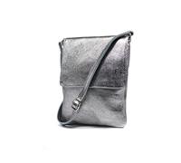 Kitise Stylish Flap Small Genuine Italian Leather Crossbody Bag - DARK SILVER