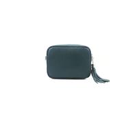 Kitise Tassel Charm Genuine Italian Leather Small Camera Crossbody Bag In Teal Teal
