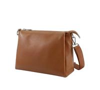Kitise Top Zipper Triple-Compartment Genuine Italian Leather Crossbody Bag In Brown Brown