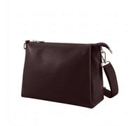 Kitise Top Zipper Triple-Compartment Genuine Italian Leather Crossbody Bag In Dark Brown Dark Brown