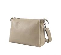 Kitise Top Zipper Triple-Compartment Genuine Italian Leather Crossbody Bag In Khaki Khaki