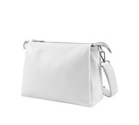 Kitise Top Zipper Triple-Compartment Genuine Italian Leather Crossbody Bag In White White
