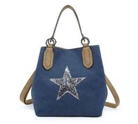 Kitise Trendy Canvas Tote With Glitter Star Adjustable Strap And Dual Handles In Navy Navy One Size