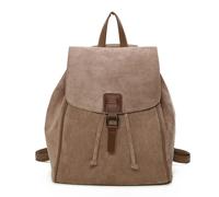 Kitise Trendy Faux Suede Drawsting Spacious Travel Backpack - BEIGE