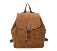 Kitise Trendy Faux Suede Drawsting Spacious Travel Backpack - BROWN