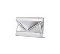 Kitise V Envelope Shape Glossy Clutch Evening Bag In Silver Silver