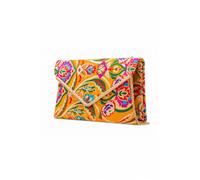 Kitise V Shape Envelope Embroidered Clutch Evening Bag In Yellow Yellow