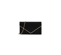Kitise V Shape Envelope Faux Suede Clutch Evening Bag With Metal Trim In Black Black