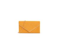 Kitise V Shape Envelope Faux Suede Clutch Evening Bag With Metal Trim In Mustard Mustard