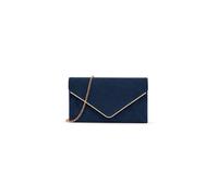 Kitise V Shape Envelope Faux Suede Clutch Evening Bag With Metal Trim In Navy Navy