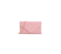 Kitise V Shape Envelope Faux Suede Clutch Evening Bag With Metal Trim In Pink Pink