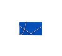 Kitise V Shape Envelope Faux Suede Clutch Evening Bag With Metal Trim In Royal Royal