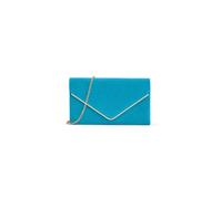 Kitise V Shape Envelope Faux Suede Clutch Evening Bag With Metal Trim In Teal Teal