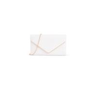 Kitise V Shape Envelope Faux Suede Clutch Evening Bag With Metal Trim In White White