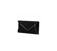Kitise V Shape Metal Trim Fuax Suede Envelope Clutch Evening Bag In Black Black