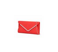 Kitise V Shape Metal Trim Fuax Suede Envelope Clutch Evening Bag In Coral Coral