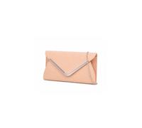 Kitise V Shape Metal Trim Fuax Suede Envelope Clutch Evening Bag In Cream Cream