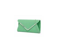 Kitise V Shape Metal Trim Fuax Suede Envelope Clutch Evening Bag In Green Green