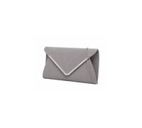 Kitise V Shape Metal Trim Fuax Suede Envelope Clutch Evening Bag In Grey Grey