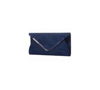 Kitise V Shape Metal Trim Fuax Suede Envelope Clutch Evening Bag In Navy Navy