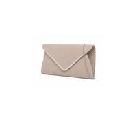 Kitise V Shape Metal Trim Fuax Suede Envelope Clutch Evening Bag In Nude Nude