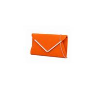 Kitise V Shape Metal Trim Fuax Suede Envelope Clutch Evening Bag In Orange Orange