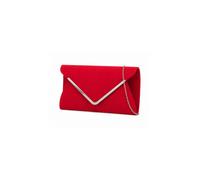 Kitise V Shape Metal Trim Fuax Suede Envelope Clutch Evening Bag In Red Red