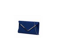 Kitise V Shape Metal Trim Fuax Suede Envelope Clutch Evening Bag In Royal Royal
