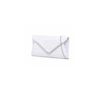 Kitise V Shape Metal Trim Fuax Suede Envelope Clutch Evening Bag In White White