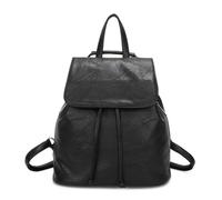 Kitise Vintage Style Textured Faux Leather Drawstring Backpack Bag In Black Black