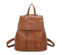 Kitise Vintage Style Textured Faux Leather Drawstring Backpack Bag In Brown Brown