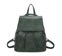 Kitise Vintage Style Textured Faux Leather Drawstring Backpack Bag In Green Green