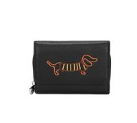 Kitise Wallet Dachshund Dog Embroidery Trifold Snap Closure Coin Purse In Black Black