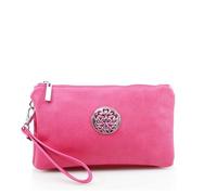 Kitise Women Multifunctional Double Compartment Wallet Wristlet Purse Small Crossbody Handbag with Wrist Strap -PINK