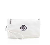 Kitise Women Multifunctional Double Compartment Wallet Wristlet Purse Small Crossbody Handbag with Wrist Strap -WHITE