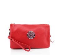 Kitise Women Multifunctional Double Compartment Wallet Wristlet Purse Small Crossbody Handbag with Wrist Strap -RED