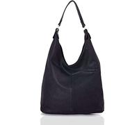 Kitise Women Simple Classy Design Lightweight Soft Slouch Vegan Leather Large Handle Shoulder Handbag Tote Hobo Shopper Work Bag- Navy