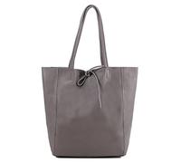 Kitise Women Soft Slouch Genuine Italian Leather Roomy Tie Closure Shopper Style Tote Handbag Large Handle Shoulder Bag