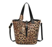 Kitise Women's 2in1 Leopard Print Shoulder Bag With Detachable Messenger Handbag in Light Brown