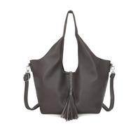 Kitise Women's 2In1 Tassel Slouchy Hobo Tote Bag With Organiser in Dark Grey