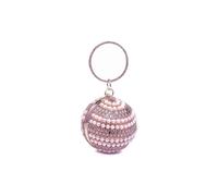 Kitise Women's Ball Shape Pearl Beaded Clutch Handbag With Round Diamanti Handle in Rose Gold
