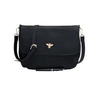 Kitise Women's Bee Accent Flap Over Zip Closure Crossbody Bag With Detachable Strap in Black Kitise Black One Size