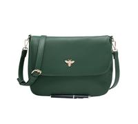 Kitise Women's Bee Accent Flap Over Zip Closure Crossbody Bag With Detachable Strap in Green