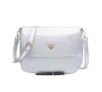 Kitise Women's Bee Accent Flap Over Zip Closure Crossbody Bag With Detachable Strap in Silver