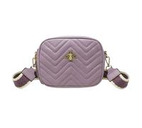 Kitise Women's Bee Embellishment Quilted Chevron Crossbody Camera Bag in Mauve