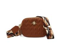 Kitise Women's Bee Emblem Quilted Crossbody Camera Bag WIth Canvas Strap in Brown Kitise Brown One Size