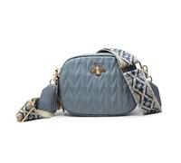 Kitise Women's Bee Emblem Quilted Crossbody Camera Bag WIth Canvas Strap in Light Blue