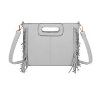 Kitise Women's Bohemian Side Tassel Cutout Handle Shoulder Tote Bag in Grey
