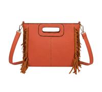 Kitise Women's Bohemian Side Tassel Cutout Handle Shoulder Tote Bag in Orange